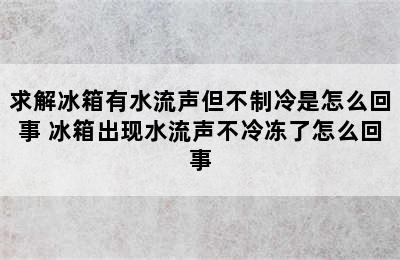 求解冰箱有水流声但不制冷是怎么回事 冰箱出现水流声不冷冻了怎么回事